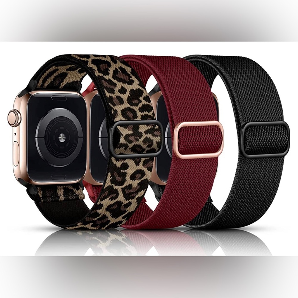 Stretchy Nylon Solo Loop Bands Compatible with Apple Watch (set of 3)